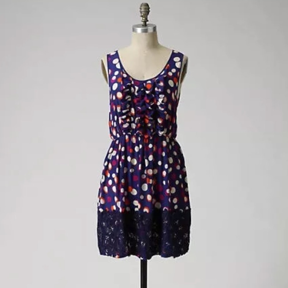 Anthropologie 4 Polka Dot Color Drenched Dress